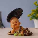 Load image into Gallery viewer, JaipurCrafts Little Baby Cheerish Mood Laughing Buddha with Umbrella Child Monk Statue Showpiece - 16.51 cm Child Monk for Home/Office Décor Gift Itam