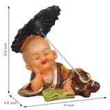 Load image into Gallery viewer, JaipurCrafts Little Baby Cheerish Mood Laughing Buddha with Umbrella Child Monk Statue Showpiece - 16.51 cm Child Monk for Home/Office Décor Gift Itam