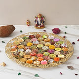 Load image into Gallery viewer, JaipurCrafts Premium Flowers Chappan Bhog Thali/Decorative Poojan Thali for Temple and Pooja Room Decor- Traditional Pooja Thali,56 Bhog Thali for laddu Gopal (20 Inches)