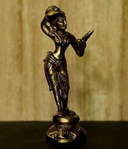 JaipurCrafts Brass Dancing Lady Statue, 6x 3 x 2.5 Inches, Gold, 1 Piece
