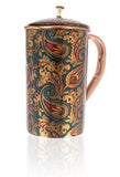 Load image into Gallery viewer, JaipurCrafts Pure Copper Modern Art Printed and Outside Lacquer Coated Jug, Travelling Purpose, Yoga Ayurveda Healing, 1200 ML with 2 Glasses
