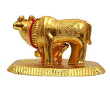 Load image into Gallery viewer, JaipurCrafts Gold Small Kamdhenu Cow and Calf Showpiece - 5.5 cm (Aluminium)