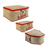 Load image into Gallery viewer, JaipurCrafts Combo Non Woven Saree Cover, Blouse Cover &amp; Petticoat Cover, Beige(45 x 35 x 21 cm)