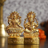 Load image into Gallery viewer, JaipurCrafts Laxmi Ganesh Gold Plated Statue - Idol for Car Dashboard, Home, Office Décor, Gifting Decorative Showpiece, Temple Gift (Zinc, Golden)- 2.75 in x 2.75 in