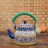 Load image into Gallery viewer, JaipurCrafts Designer Rajasthani Glass Work Aluminium Hand Made Kettle Multicolour (1 L, 22 cm)