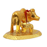 Load image into Gallery viewer, JaipurCrafts Gold Small Kamdhenu Cow and Calf Showpiece - 5.5 cm (Aluminium)