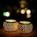 Load image into Gallery viewer, JaipurCrafts Set of 2 Mosaic Glass TeaLight Votive Candle Holder with Tea Light Candles for Living Room Home Decor Indoor Outdoor Decorations (Multicolor, Glass)