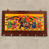 Load image into Gallery viewer, JaipurCrafts Wooden Rajasthani Art Work 6 Hook Hanging Key Holder - Brown (12 x 6 in)