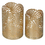 Load image into Gallery viewer, Webelkart®️ Premium Iron Handmade Metal Tealight Candle Holder with Flower Cut Design for Home, Living Room and Table Decor ( Set of 2 , Gold)
