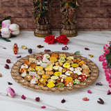 Load image into Gallery viewer, Webelkart Premium Flowers Chappan Bhog Thali/ Decorative Poojan Thali for Temple and Pooja Room Decor- Traditional Pooja Thali,56 Bhog Thali for laddu Gopal ( 15.5 Inches)