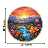 Load image into Gallery viewer, Webelkart PremiumSunset River &amp; Floral Nature Wooden Wall Painting For Home/Office Decor | Wooden Wall Art | 3D UV Printed Painting For Diwali Decor (12" Inches)
