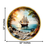 Load image into Gallery viewer, Webelkart Premium Wall Art Wooden Painting| Sunset Sea Sailing Boat Coastal Wall Decor Painting For Home/Office Decor | Wooden Wall Art | 3D UV Printed Painting For Gift Item(12" Inches)