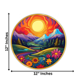 Load image into Gallery viewer, Webelkart Beautiful Sunset River &amp; Floral Nature Wooden Wall Painting For Home/Office Decor | Wooden Wall Art | 3D UV Printed Painting Home Decor Gift Item (12" Inches)