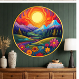 Load image into Gallery viewer, Webelkart Beautiful Sunset River &amp; Floral Nature Wooden Wall Painting For Home/Office Decor | Wooden Wall Art | 3D UV Printed Painting Home Decor Gift Item (12" Inches)