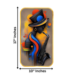 Load image into Gallery viewer, Webelkart Premium Modern Abstract Jazz Music Wall Art | Saxophone Player Silhouette Painting | Premium Wooden UV Printed Wall Decor | Living Room, Bedroom, Studio Decoration | (17x10 Inches)