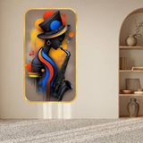 Load image into Gallery viewer, Webelkart Premium Modern Abstract Jazz Music Wall Art | Saxophone Player Silhouette Painting | Premium Wooden UV Printed Wall Decor | Living Room, Bedroom, Studio Decoration | (17x10 Inches)