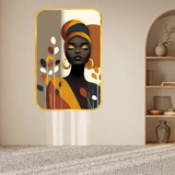 Load image into Gallery viewer, Webelkart Premium Modern African Woman Wall Art For Home Decor| Abstract Portrait with Headwrap &amp; Golden Earrings |Elegant Home Decoration for Living Room Bedroom | (18x12 Inches)