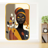 Load image into Gallery viewer, Webelkart Premium Modern African Woman Wall Art For Home Decor| Abstract Portrait with Headwrap &amp; Golden Earrings |Elegant Home Decoration for Living Room Bedroom | (18x12 Inches)