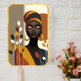 Load image into Gallery viewer, Webelkart Premium Modern African Woman Wall Art For Home Decor| Abstract Portrait with Headwrap &amp; Golden Earrings |Elegant Home Decoration for Living Room Bedroom | (18x12 Inches)