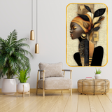 Load image into Gallery viewer, Webelkart Beautiful Elegant African Woman Wall Art For Home Decor | Premium Wooden UV Printed Wall Painting| Modern Aesthetic Home Decoration | Living Room Bedroom Wall Frame | (18x12 Inches)