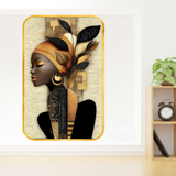 Load image into Gallery viewer, Webelkart Beautiful Elegant African Woman Wall Art For Home Decor | Premium Wooden UV Printed Wall Painting| Modern Aesthetic Home Decoration | Living Room Bedroom Wall Frame | (18x12 Inches)