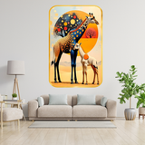 Load image into Gallery viewer, Webelkart Premium Giraffe Wall Art with Baby Wall Painting For Home Decor| Abstract Wildlife Painting | Wooden UV Printed Wall Decor | Modern Nature Animal Art for Living Room Bedroom Kids Room | (18x12 Inches)