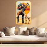 Load image into Gallery viewer, Webelkart Premium Giraffe Wall Art with Baby Wall Painting For Home Decor| Abstract Wildlife Painting | Wooden UV Printed Wall Decor | Modern Nature Animal Art for Living Room Bedroom Kids Room | (18x12 Inches)