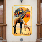 Load image into Gallery viewer, Webelkart Premium Giraffe Wall Art with Baby Wall Painting For Home Decor| Abstract Wildlife Painting | Wooden UV Printed Wall Decor | Modern Nature Animal Art for Living Room Bedroom Kids Room | (18x12 Inches)