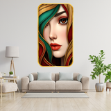 Load image into Gallery viewer, Webelkart Modern Abstract Woman Face Wall Painting For Home Decor with Gold Frame | Luxury Minimalist Painting for Living Room Bedroom Office Gift Item For Wall (17" Inches)