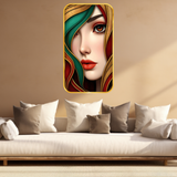 Load image into Gallery viewer, Webelkart Modern Abstract Woman Face Wall Painting For Home Decor with Gold Frame | Luxury Minimalist Painting for Living Room Bedroom Office Gift Item For Wall (17" Inches)