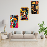 Load image into Gallery viewer, Webelkart Premium Set of 3 Abstract Face Wall Art with Gold Frame For Home Decor| Modern Wall Paintings for Living Room Bedroom Office, Home Decor Gift Item (18x12 Inches)