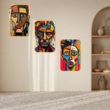 Load image into Gallery viewer, Webelkart Premium Set of 3 Abstract Face Wall Art with Gold Frame For Home Decor| Modern Wall Paintings for Living Room Bedroom Office, Home Decor Gift Item (18x12 Inches)