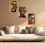Load image into Gallery viewer, Webelkart Premium Set of 3 Abstract Face Wall Art with Gold Frame For Home Decor| Modern Wall Paintings for Living Room Bedroom Office, Home Decor Gift Item (18x12 Inches)
