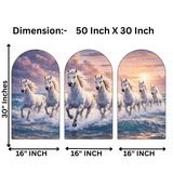 Load image into Gallery viewer, Webelkart Premium Canvas Big Size 7 Horses Vastu Frame Wall Art Painting, White Running Horses On Water Painting for Living Room Bedroom | Large Multi Panel Painting | Home Decoration Item ( 30 x 50" Inches )