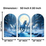 Load image into Gallery viewer, Webelkart Premium 7 Running White Horses Wall Art with Full Moon For Home Decor | Modern Wooden Wall Decor for Living Room Bedroom | Large Multi Panel Canvas Painting | Home Decoration Item ( 30" Inches )