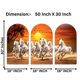 Load image into Gallery viewer, Webelkart Premium Canvas 7 Horses Painting Vastu Frame Wall Art For Home Decor,Painting White Running Horses With Rising Sun,Wall Decor, Living Room Bedroom | Large Multi Panel Painting | Home Decoration Item (50x30 Inch)
