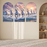 Load image into Gallery viewer, Webelkart Premium Canvas Big Size 7 Horses Vastu Frame Wall Art Painting, White Running Horses On Water Painting for Living Room Bedroom | Large Multi Panel Painting | Home Decoration Item ( 30 x 50" Inches )