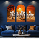 Load image into Gallery viewer, Webelkart Premium Canvas 7 Horses Painting Vastu Frame Wall Art For Home Decor,Painting White Running Horses With Rising Sun,Wall Decor, Living Room Bedroom | Large Multi Panel Painting | Home Decoration Item (50x30 Inch)