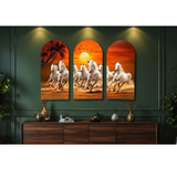 Load image into Gallery viewer, Webelkart Premium Canvas 7 Horses Painting Vastu Frame Wall Art For Home Decor,Painting White Running Horses With Rising Sun,Wall Decor, Living Room Bedroom | Large Multi Panel Painting | Home Decoration Item (50x30 Inch)