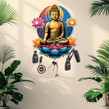 Load image into Gallery viewer, Webelkart Beautiful Meditating Gautam Buddha Printed Key Holder for Home Decor- Home Decor Items for Wall,Key Hanger for Office Decor (10 inches) Gift Item