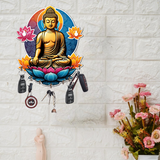 Load image into Gallery viewer, Webelkart Beautiful Meditating Gautam Buddha Printed Key Holder for Home Decor- Home Decor Items for Wall,Key Hanger for Office Decor (10 inches) Gift Item