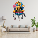 Load image into Gallery viewer, Webelkart Beautiful Meditating Gautam Buddha Printed Key Holder for Home Decor- Home Decor Items for Wall,Key Hanger for Office Decor (10 inches) Gift Item