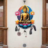 Load image into Gallery viewer, Webelkart Beautiful Meditating Gautam Buddha Printed Key Holder for Home Decor- Home Decor Items for Wall,Key Hanger for Office Decor (10 inches) Gift Item