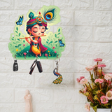 Load image into Gallery viewer, Webelkart Antique Wooden Krishna Key Holder for Home Decor, Key Hanger for Wall Decor, Key Chain Holder for Office Decor (10" Inches)