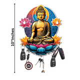 Load image into Gallery viewer, Webelkart Beautiful Meditating Gautam Buddha Printed Key Holder for Home Decor- Home Decor Items for Wall,Key Hanger for Office Decor (10 inches) Gift Item