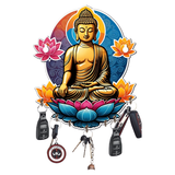 Load image into Gallery viewer, Webelkart Beautiful Meditating Gautam Buddha Printed Key Holder for Home Decor- Home Decor Items for Wall,Key Hanger for Office Decor (10 inches) Gift Item