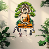 Load image into Gallery viewer, Webelkart Premium Gautam Buddha Printed Wooden Key Holder for Home Decor,Key Holder for Wall Decor (10 inches) Gift Item