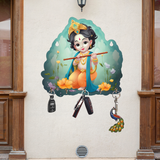 Load image into Gallery viewer, Webelkart Krishna Key Holder for Home Decor,Home Decor Item, Key Hanger for Wall Decor, Wooden Key Holder for Office (10" Inches)