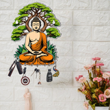 Load image into Gallery viewer, Webelkart Premium Gautam Buddha Printed Wooden Key Holder for Home Decor,Key Holder for Wall Decor (10 inches) Gift Item