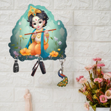 Load image into Gallery viewer, Webelkart Krishna Key Holder for Home Decor,Home Decor Item, Key Hanger for Wall Decor, Wooden Key Holder for Office (10" Inches)